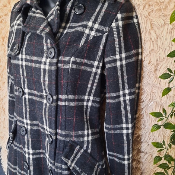 Jacob Wool Blend plaid peacoat, size xs - Picture 4 of 10